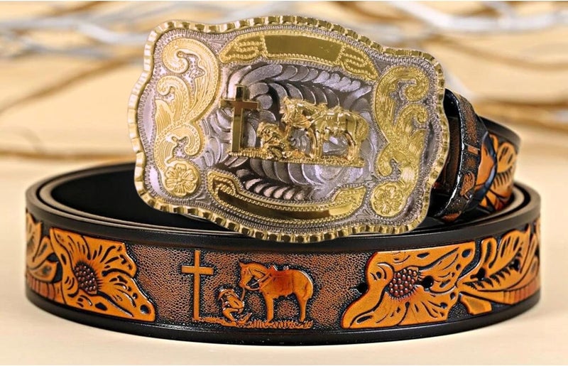 WMG Western Belt Buckles for men women - Praying Rodeo Cowboy Belt Buckle for Men Women - Fits Up to 2 Inch Belts - Image 2